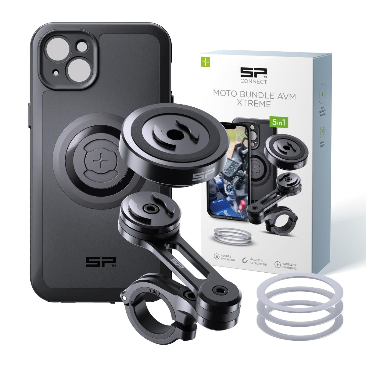 SP CONNECT Moto Bundle II AVM Xtreme | SPC+ |Compatible with iPhone 17 Pro/18 Pro | Phone Mount for Motorcycle | Motorcycle Phone Holder | Handlebars