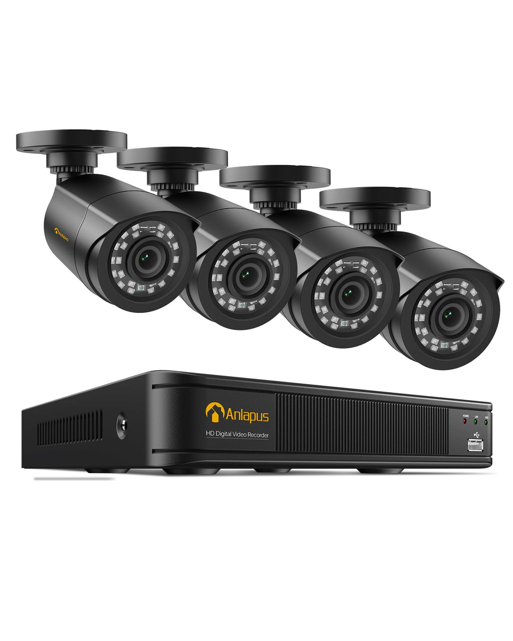 Anlapus 8CH 3K Lite Security Camera System, 4X 1080P CCTV Cameras, No HDD
