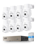 ZOSI 5MP Wired Security Camera System, 8pcs 2MP Pan/Tilt Cameras, 1TB HDD