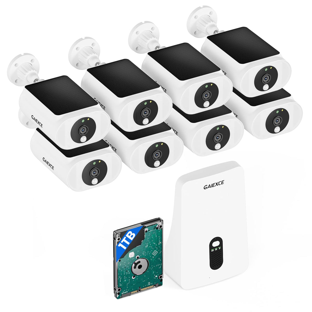 4-Cam 4MP Wireless Solar Security Camera System Outdoor, 4K NVR BaseStation