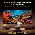 Portable Smart Projector 4K Support【Compatible with Google TV & 10k+Apps】