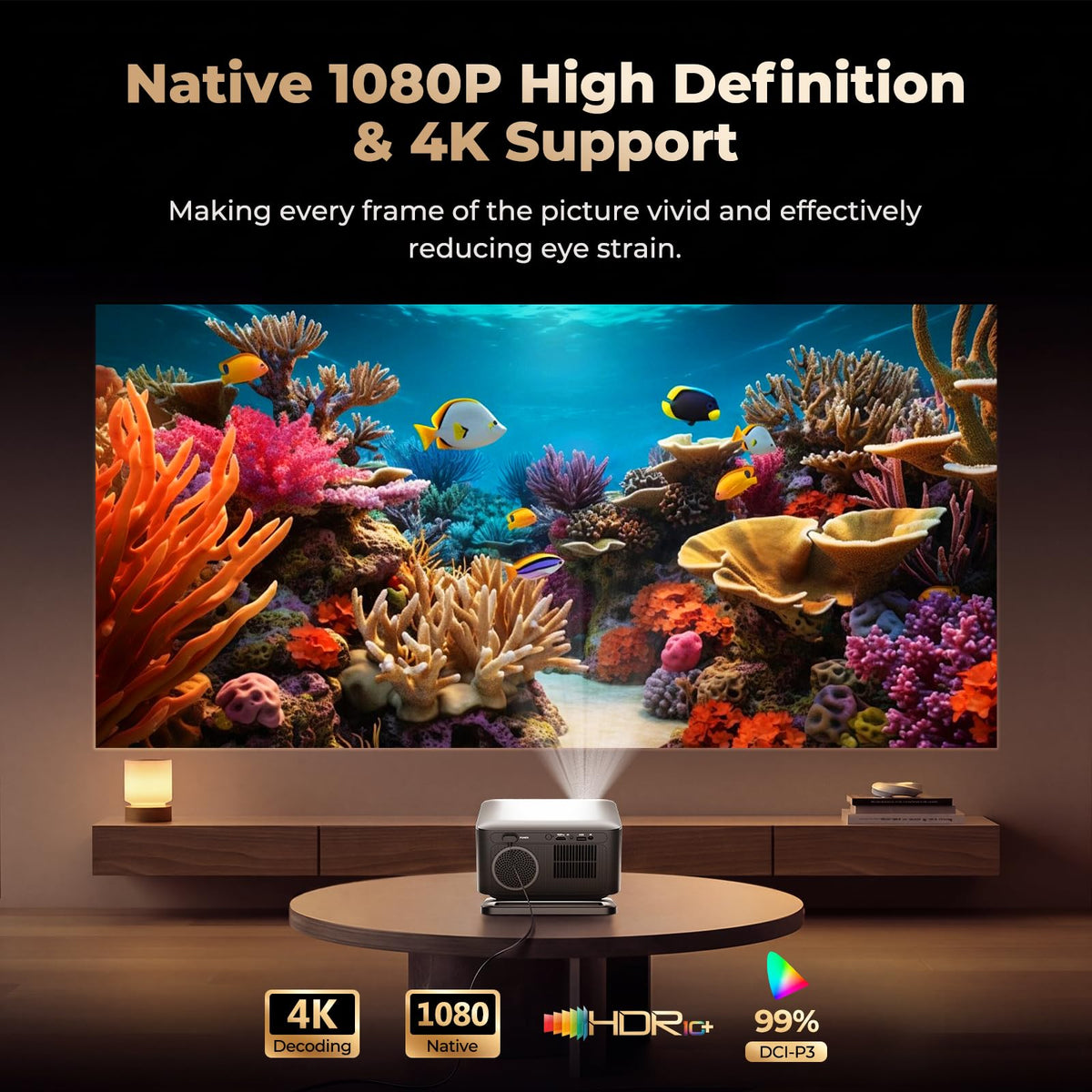 Portable Smart Projector 4K Support【Compatible with Google TV & 10k+Apps】