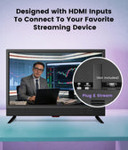 22 Inch TV,1080p LED Widescreen HDTV with Digital ATSC Tuners, Flat Screen TV with HDMI/VGA/RCA/USB for Kitchen, RV, Bedroom, Caravan(NO Smart TV)-New Model
