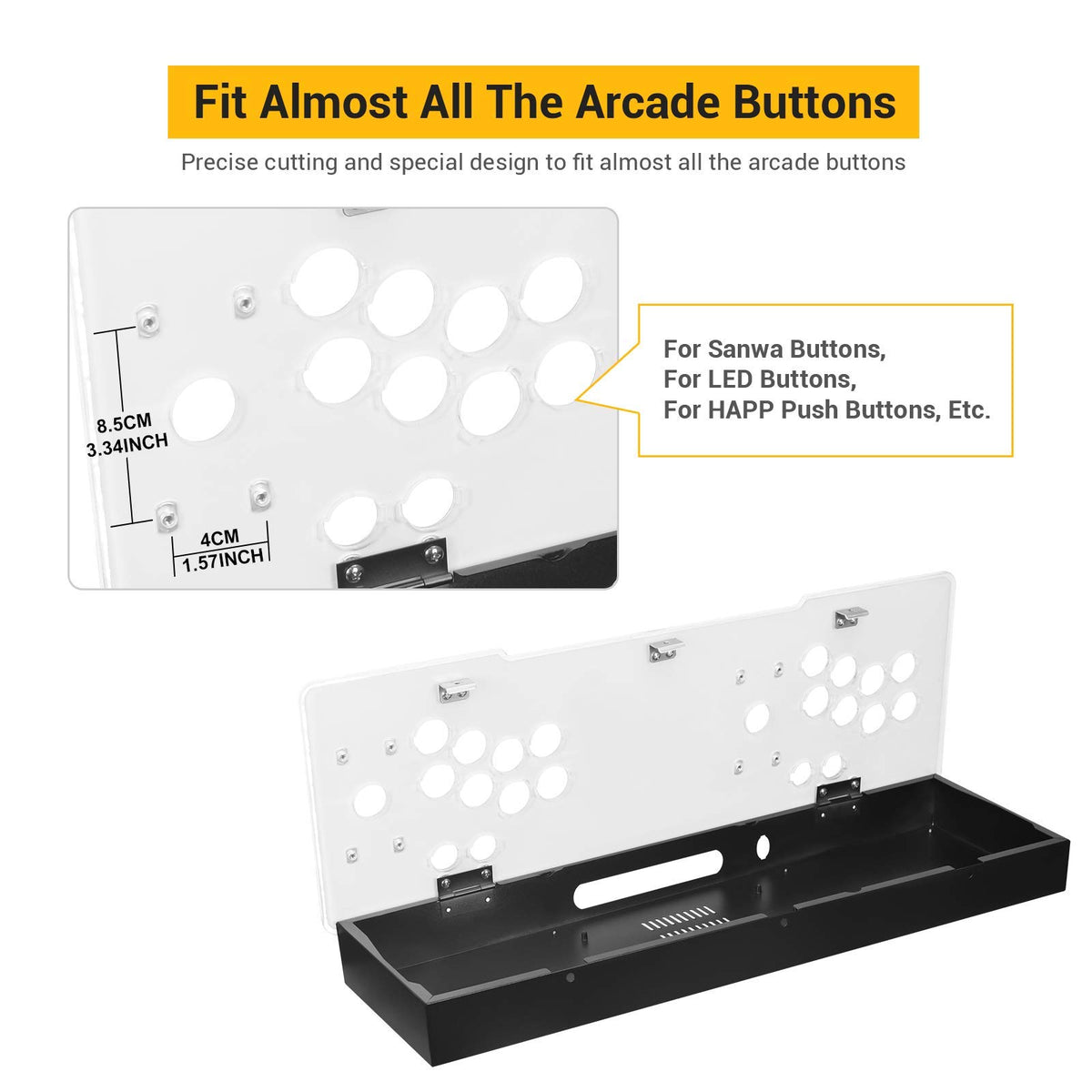 ARCADORA Arcade Console DIY Case, Video Game Machine Box Replacement Case, Acrylic Panel, Empty Box, Supports 8 Buttons, Home Cabinet 2 Players For DIY Joystick Accessories Kit