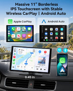 11'' Wireless CarPlay Screen with 4K Dash Cam, HD Touchscreen