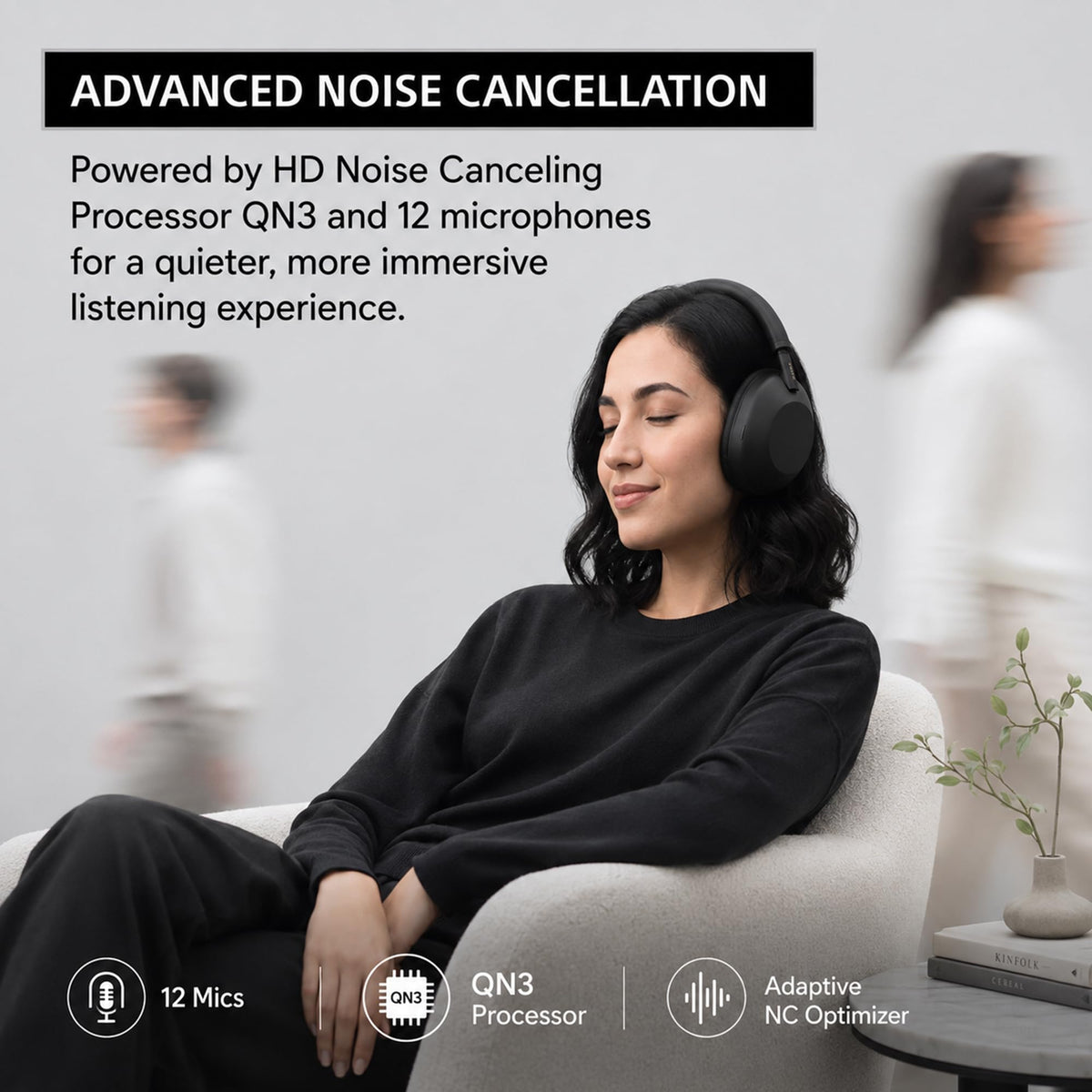 Sony WH-1000XM6 The Best Noise Canceling Wireless Headphones, HD NC Processor QN3, 12 Microphones, Adaptive NC Optimizer, Mastered by Engineers, Studio-Quality, 30-Hour Battery with Deco Guide Bundle
