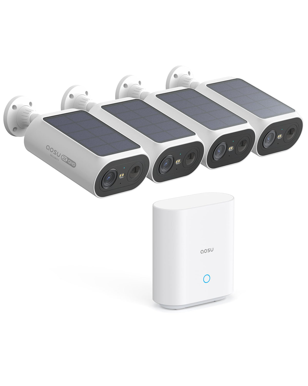 aosu 2K QHD Solar Security Cameras Wireless Outdoor System, 4-Cam-Kit