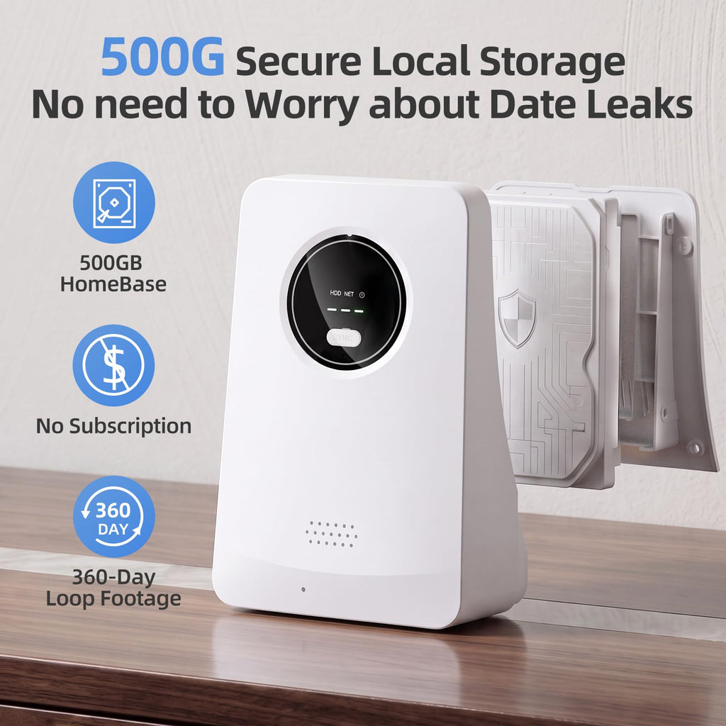 Security Cameras Wireless Outdoor, Classic 4-Cam Kit, Solar Powered | No Subscription Required, 500GB HDD Build-in Storage, 360° PTZ, 4MP Color Night Vision, Easy Install