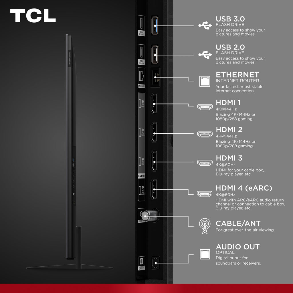 TCL 55 Inch QM7L Series SQD-Mini LED QLED 4K Smart Google TV 55QM7L, 144Hz