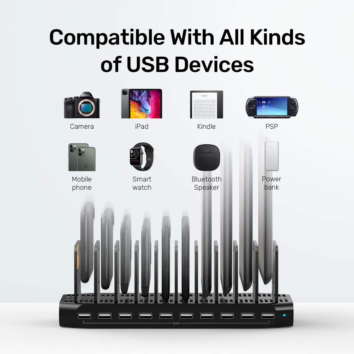Unitek 5PCS 10 USB Charging Station Multiple Devices for iPad Tablet iPhone