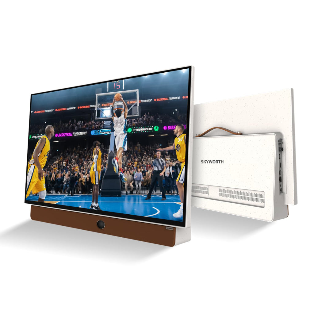 Skyworth 24-Inch Portable Smart TV with Protective Case, Battery Powered Outdoor TV, 1080P FHD, Google TV, HDR10, Dolby Audio, Chromecast, Ideal for Soccer, Sports, Football Game Day Bundle