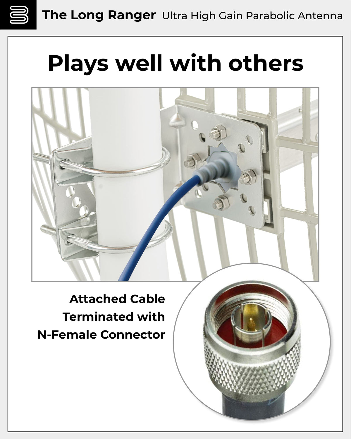 Long Range Cellular Antenna - up to 20 Miles Range | High gain Outdoor Cell Phone Booster Antenna +26db | All Cellular Bands LTE, 4G, 5G Ready, GSM | Works for All Carriers | Weatherproof | BT974822