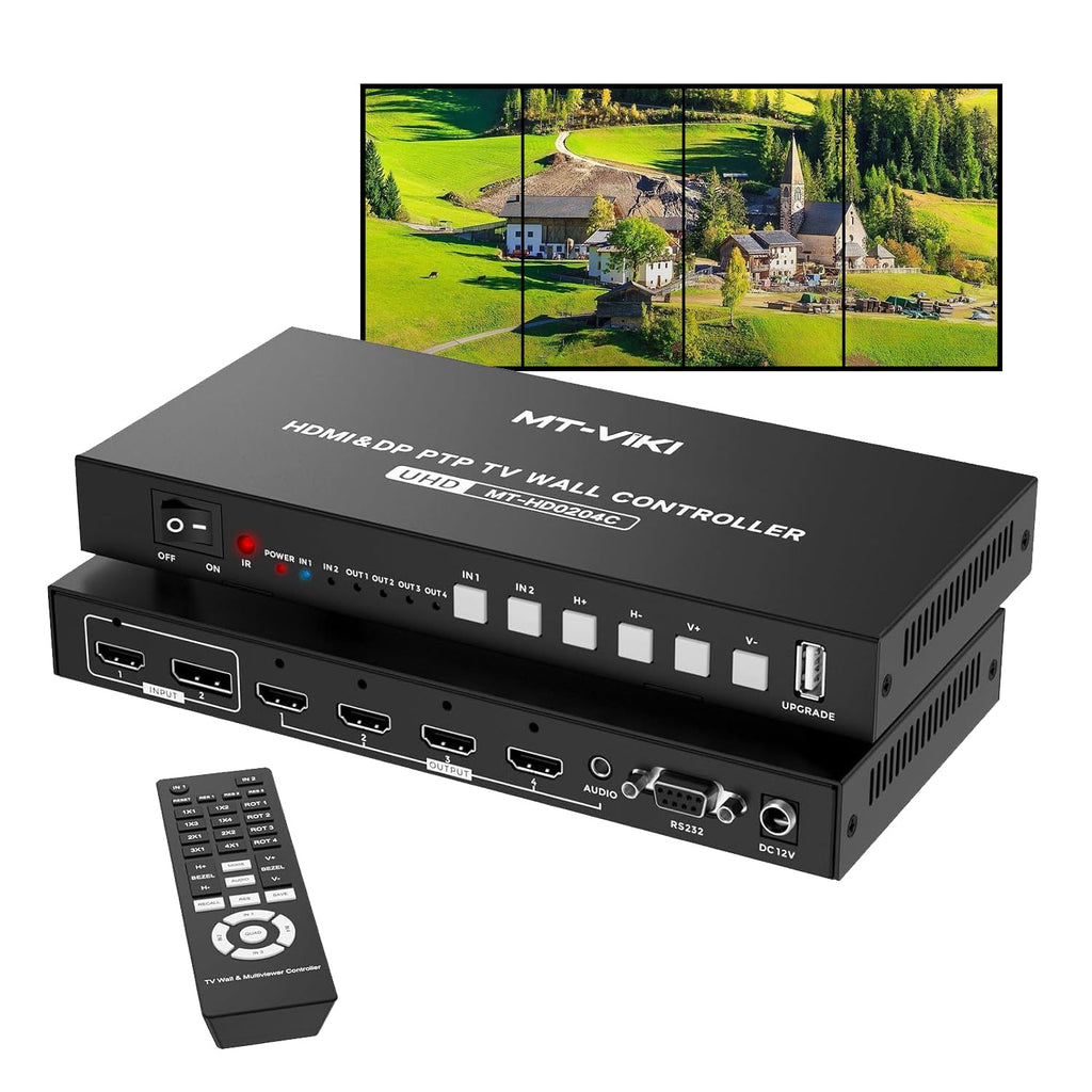 MT-VIKI Video Wall Controller 3x3, HDMI Video Wall Support UHD 4K Input & 1080P Output for 9 TV Splicing Display, 9 Channel Video Wall Processor