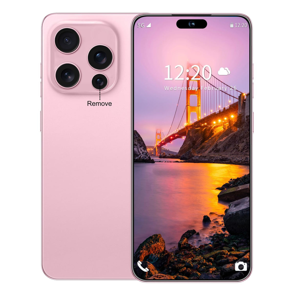 Huness I16 PM 16+1TB Smartphone Unlocked Cell Phone,6.99" HD Screen Unlocked Phones,Battery 7000mAh Android 14,Face ID/Fingerprint Button unlock/Photos/5G/Dual SIM/GPS (Pink)