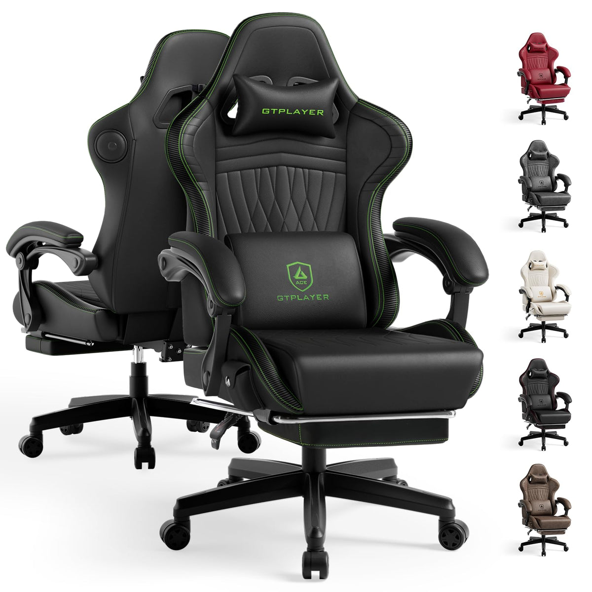 GTPLAYER Gaming Chair with Speakers ACE-PRO, Computer Video Game Chairs with Footrest for Adults, Built-in Speakers, App Support & Bluetooth Control, Ergonomic Reclining Silla, Linkage Armrest, Ivory