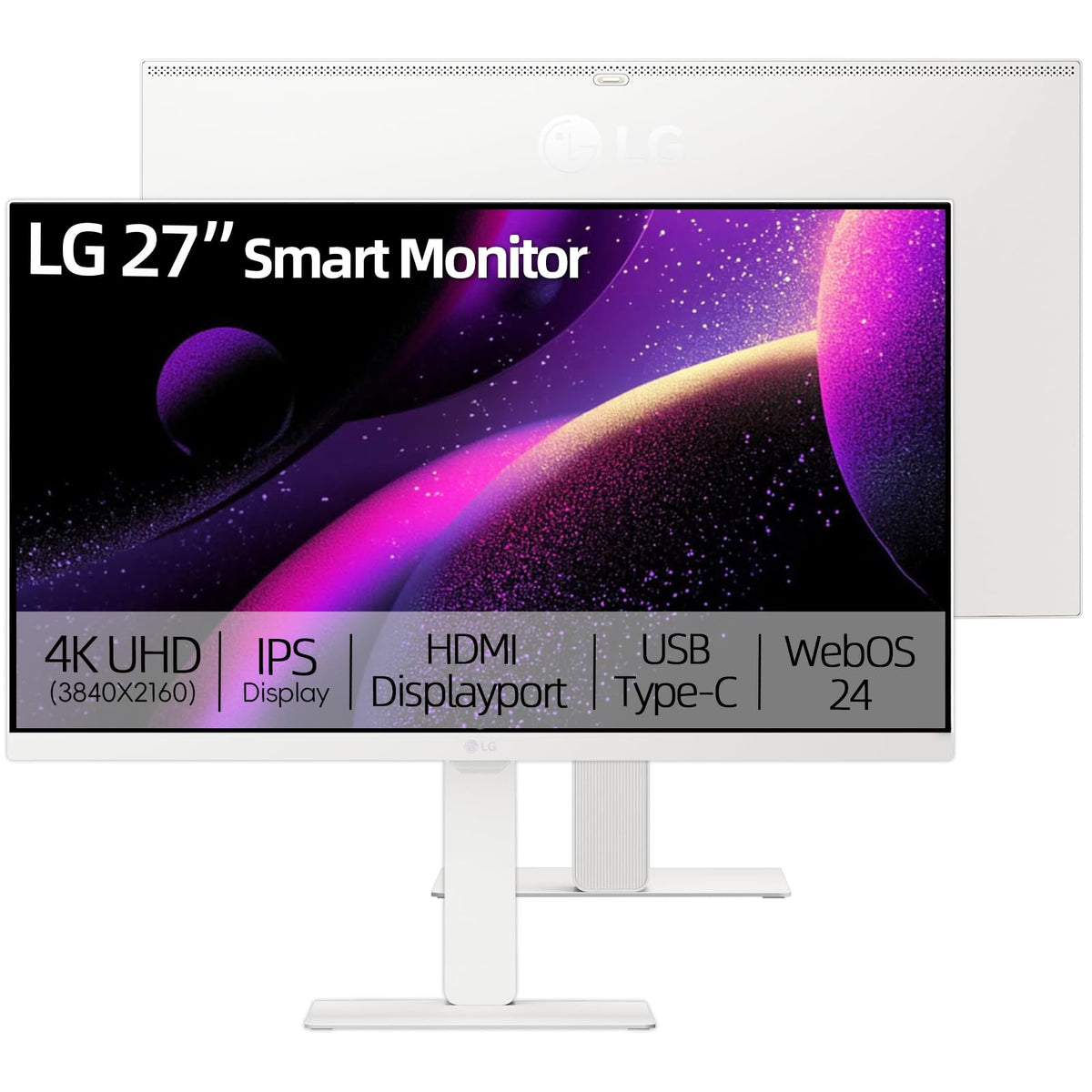 LG 27 Inch IPS Monitor, Full HD (1920 x 1080) Display, 120Hz, 1ms MBR, 99% sRGB, HDR10, WebOS, Tilt Adjustable, HDMI x 1, Borderless Display for Gaming and Office