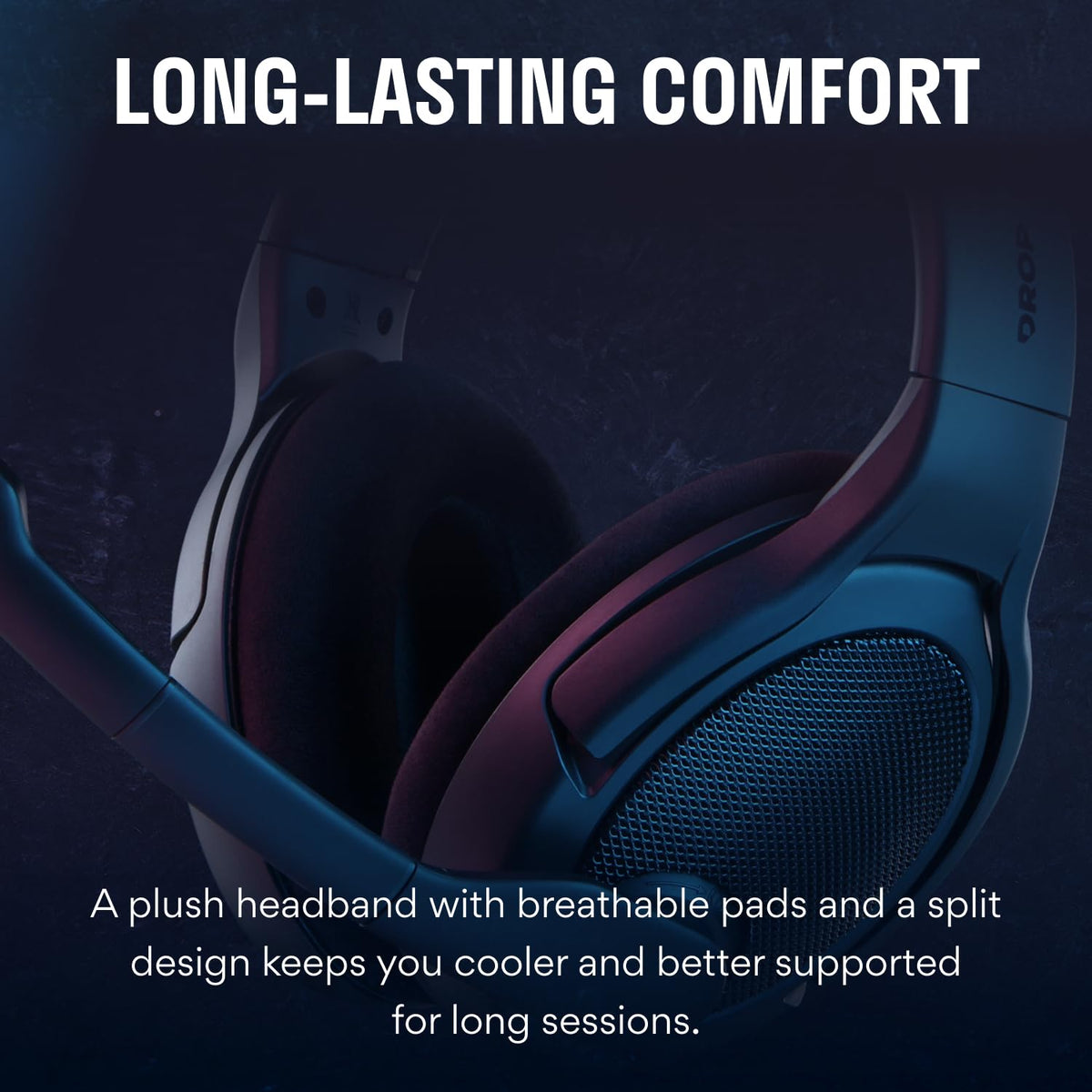 DROP PC38X Gaming Headset – Open-Back Over-Ear Design with Noise-Cancelling Mic, Velour Earpads – Compatible with PC, PS5, PS4, Xbox, Switch, Mobile – Black