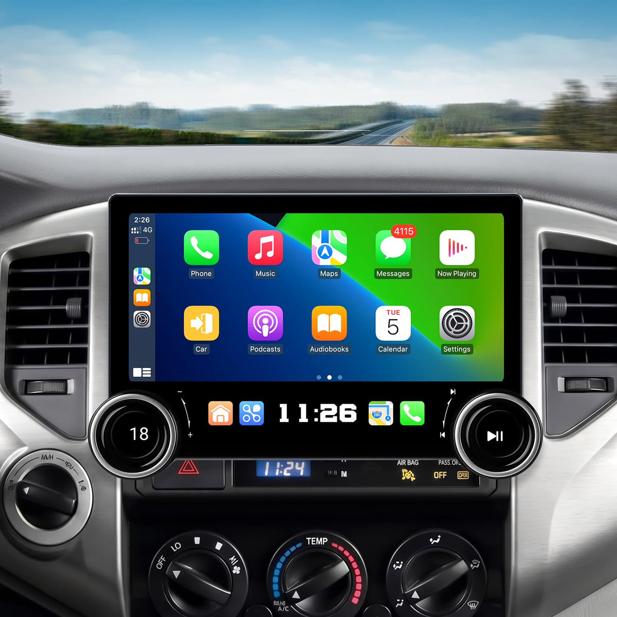11.5" Car Stereo Dash Kit Replacement for Toyota Tacoma Radio Upgrade 2005-2015,QLED Touch Screen Head Unit w/Wired Wireless CarPlay Andriod Auto GPS Navigation 5GWiFi FM/AM