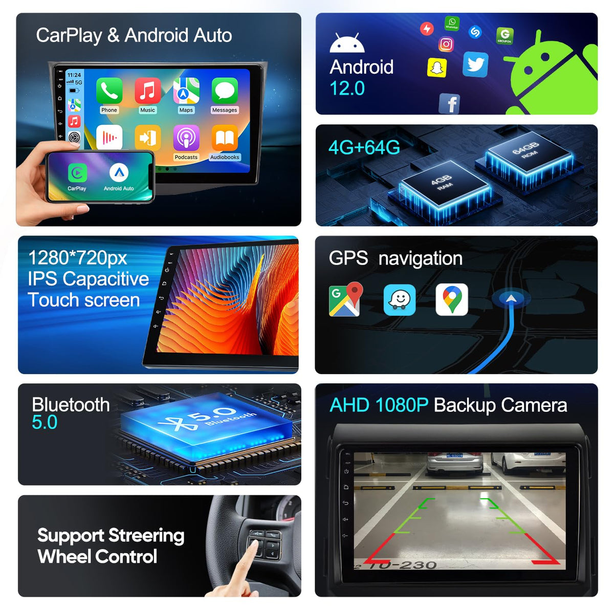 Car Stereo Radio for Toyota Tacoma 2005-2015 with Carplay & Android Auto