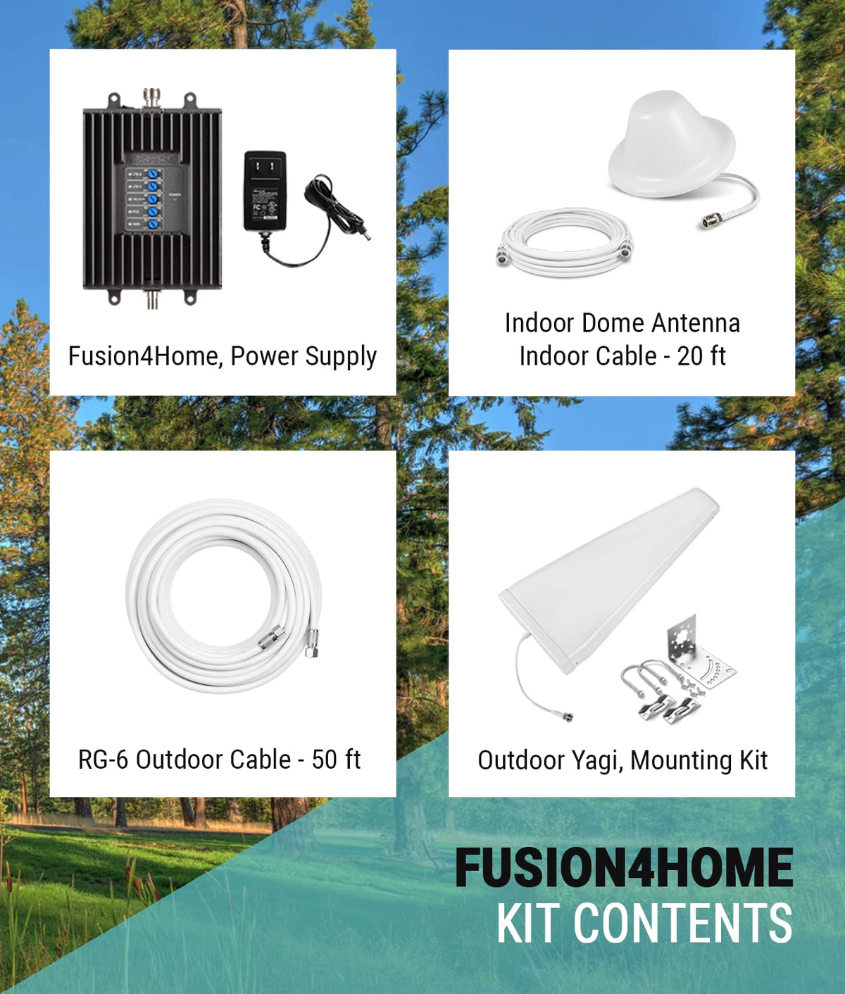 SureCall Fusion4Home Cell Phone Signal Booster for Home & Office up to 4000 sq ft, Yagi Dome Antennas, Multi-User 5G/4G LTE Boosts Verizon, AT&T, Sprint, T-Mobile, FCC Approved, USA Company