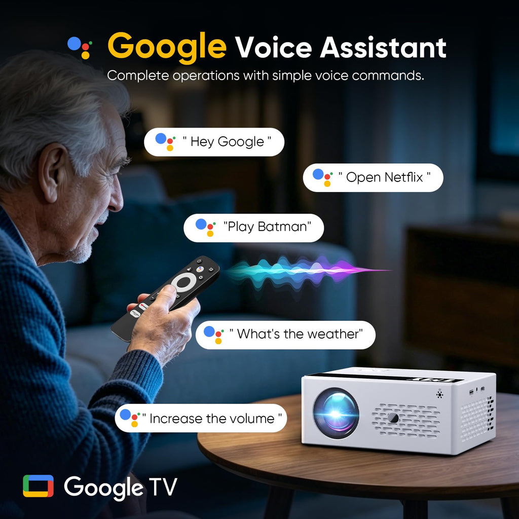 TMY Smart Projector with Google TV Built-in, Native 1080P 4K Home Theater