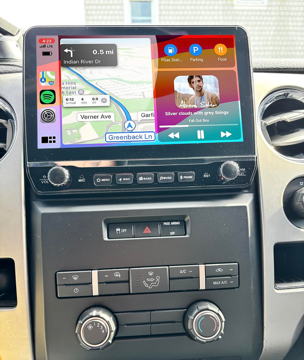 Car Radio Stereo for Ford F150 2009 2010 2011 2012 2013 2014 with Wireless Carplay Android Auto 10inch Touchscreen Navigation Bluetooth/GPS/5G WiFi/Backup Camera/SWC/Volume Knob/FM
