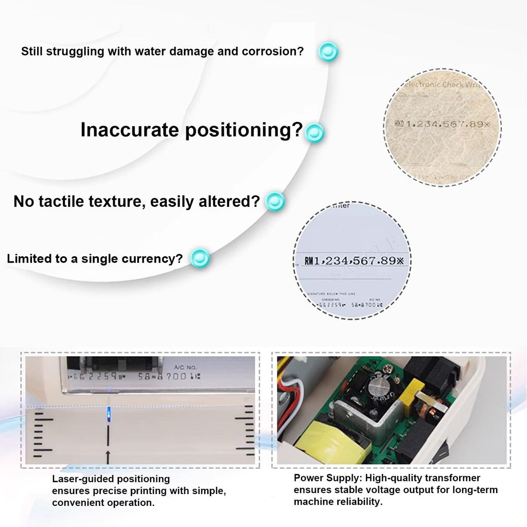 Electronic Check Writer Machine, 16-Digit Check Printing Machine, Business Checkwriter for Office Accounting, Amount Printer for Checks