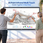 JAV 65 Inch Smart Board Pro, Google EDLA Certified 4K UHD Interactive Whiteboard for Classroom Home Office, Android 14, 8GB+128GB, 48MP AI Camera, Wi-Fi & Bluetooth