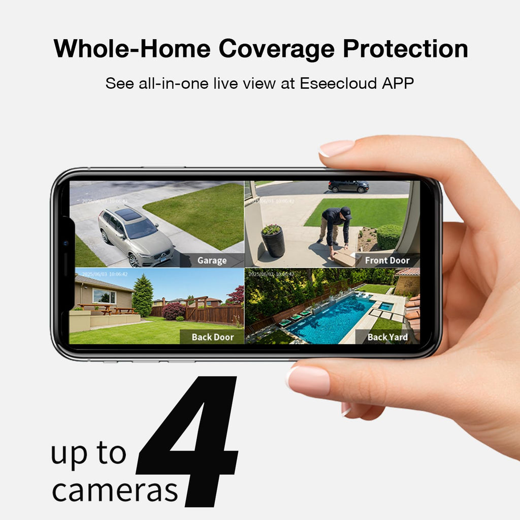 2K/4MP Home Security Camera System, 2.4G & 5GHz Wi-Fi Connected