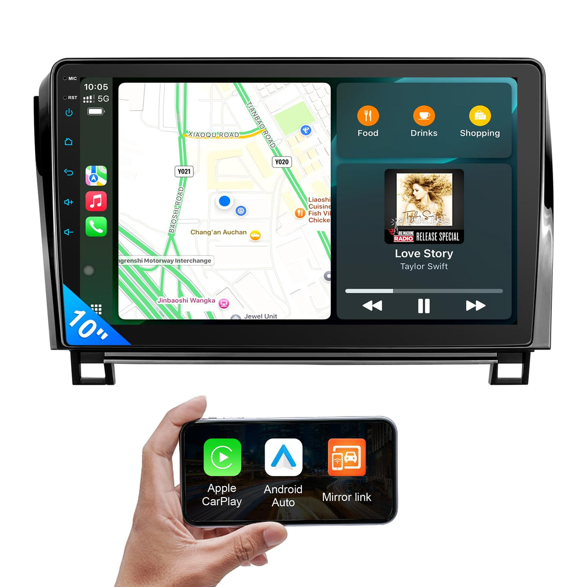Motorcycle GPS CarPlay for BMW with Waterproof Touchscreen, 7" Portable Moto Radio Carplay/Android Auto， GPS Navigation for Motorbike, Dual Bluetooth, Native Wonder Wheel Control, Data Reading, TPMS