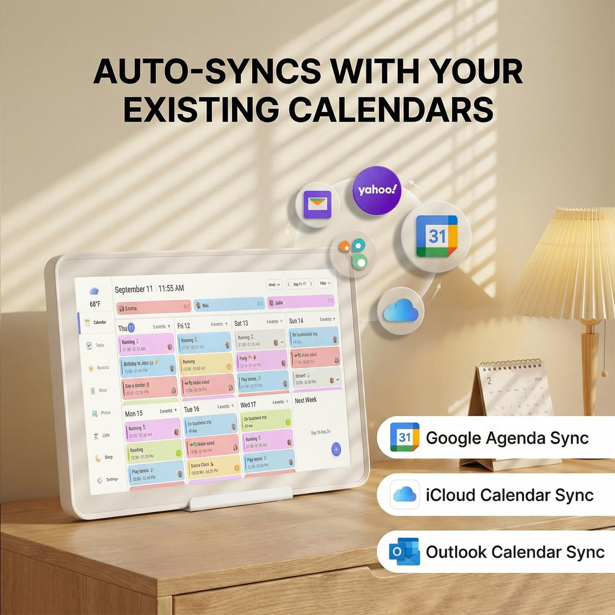 21.5 Inch Digital Calendar, Touchscreen Wall‑Mount, White
