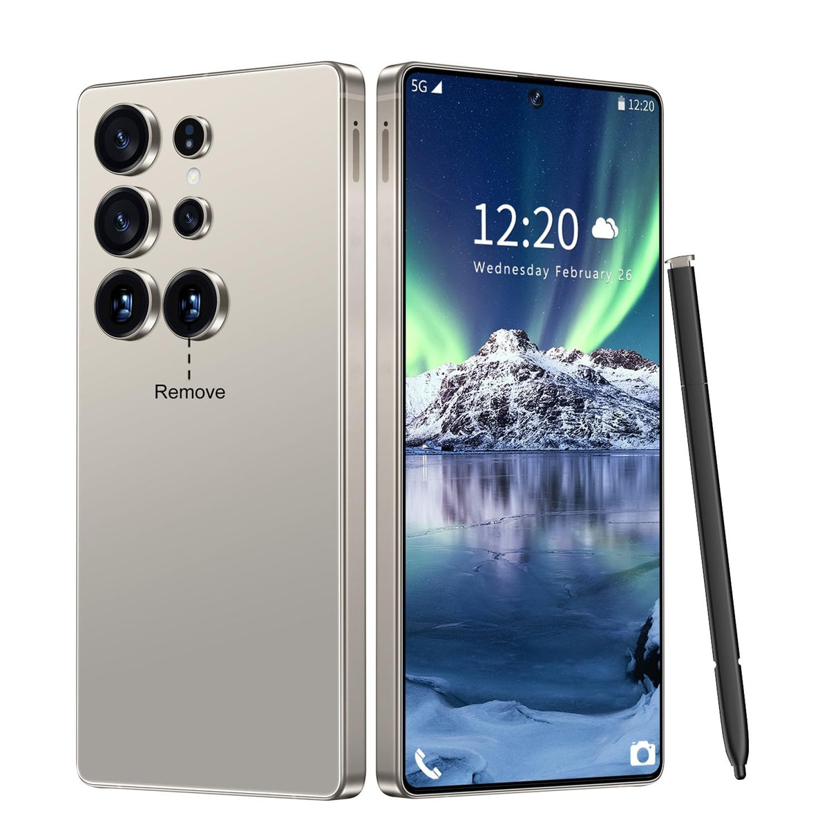 Huness I25 Ultra Unlocked Cell Phone,Built in Pen,16+1TB Unlocked Phone, Android 14 Battery 7000mAh 6.99" HD Screen Smartphone, 5G/Face ID/Fingerprint Lock/Dual SIM/GPS(Gold, 16+1TB)