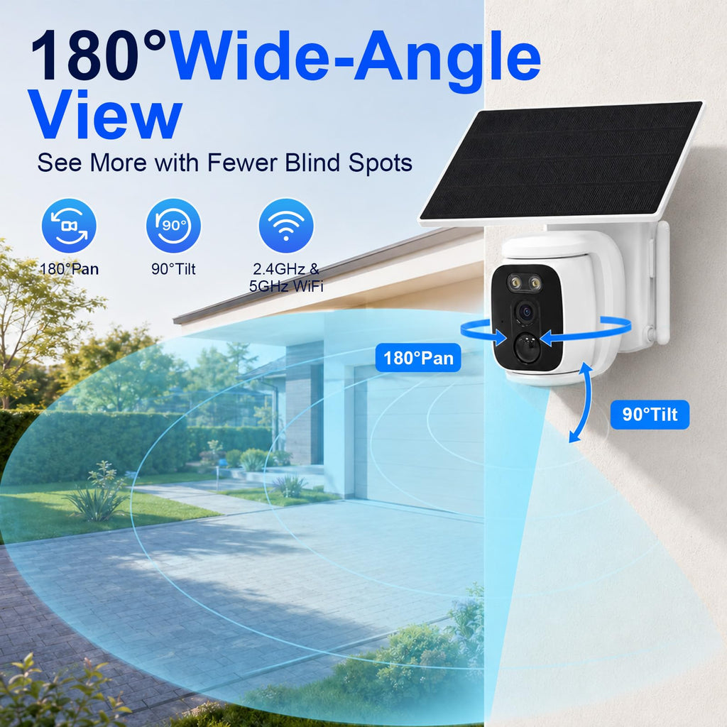 4 Pack Solar Security Cameras Wireless Outdoor, 2K WiFi Camera System with 64GB Local Storage, 360° Home Coverage, Color Night Vision, Human Detection, Two-Way Audio, No Monthly Fees