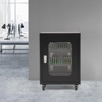 30 Slots Cell Phones Charging Station, Rechargeable Cellphone Locker Storage Charging Station, Mobile Charging Cart with Charging Ports, Wheels & Combination Lock (Black)