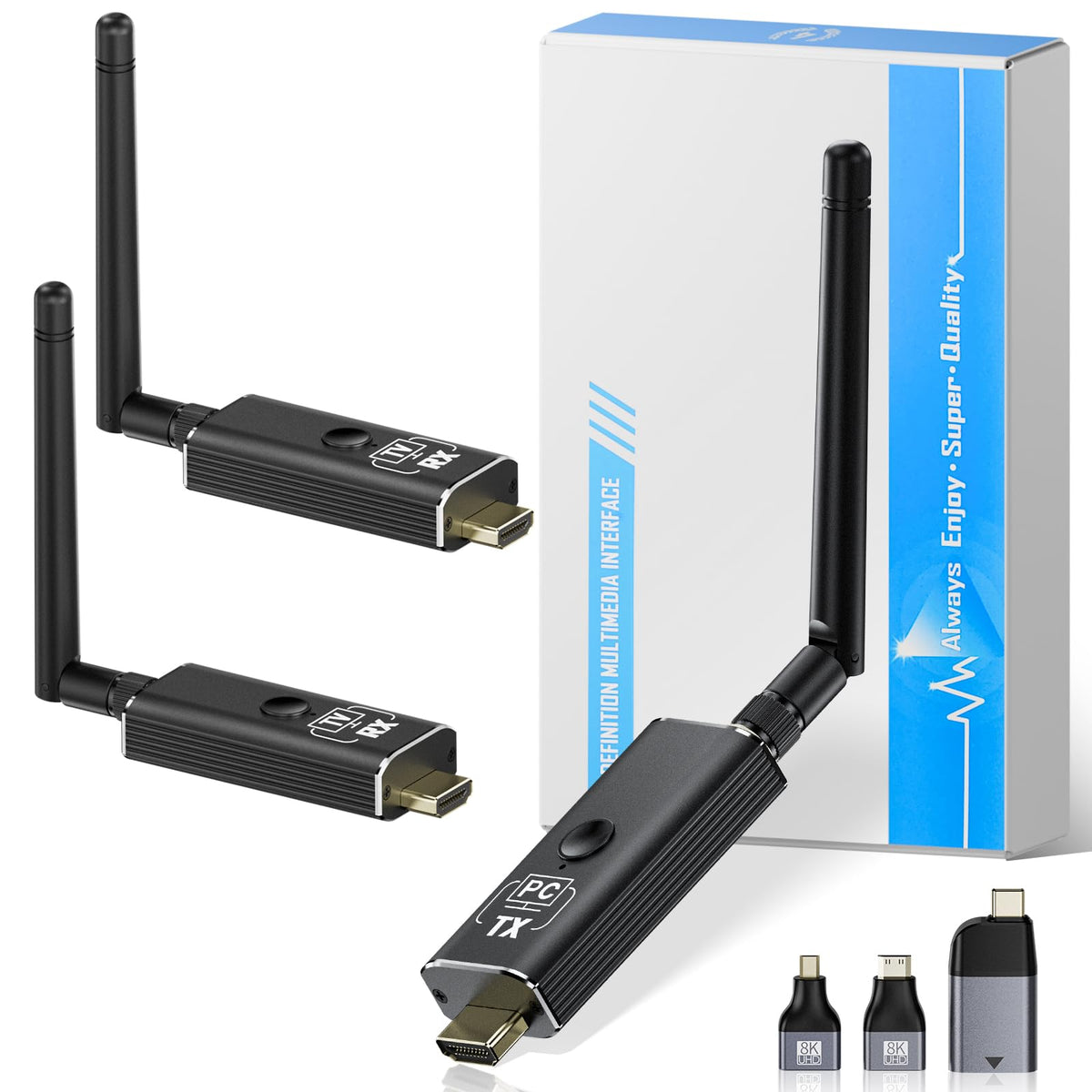 Moman Wireless HDMI Transmitter and Receiver Kit, 1 Transmitter + 3 Receivers 4K Input to 1080P HD Output for Video and Audio, 492FT Long-Lasting Portable Plug & Play for PC/Projector/TV Box/Laptop
