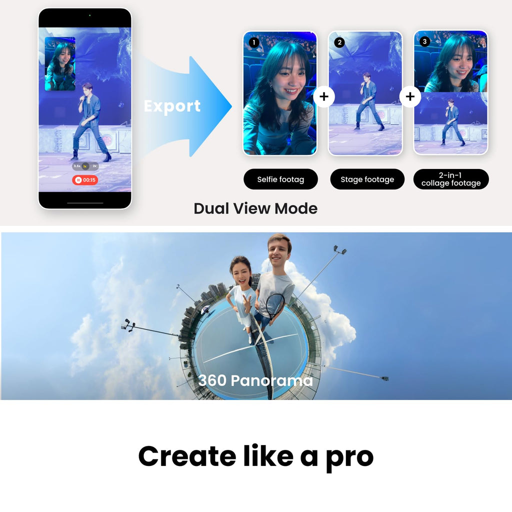 Insta360 Flow 2 Pro Grey - Foldable AI Phone Gimbal, Track in 200+ Apps with Apple DockKit, Multi-Person Tracking, 360º Pan Tracking, Built-in Tripod/Selfie Stick, iPhone/Android Portable Stabilizer