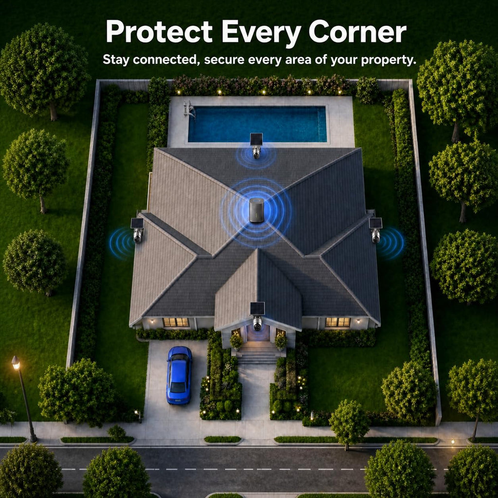 SEHMUA Security Cameras Wireless Outdoor Kit, No Monthly Fee, Local Storage