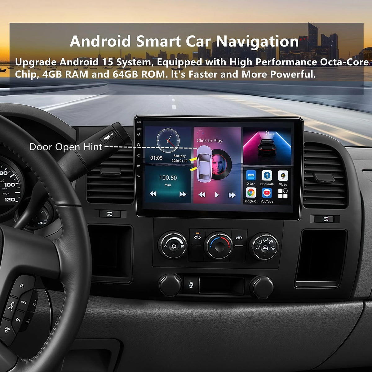 Car Radio for Chevy Silverado 2007-2013: 8-Core 4GB+64GB Stereo Replacement