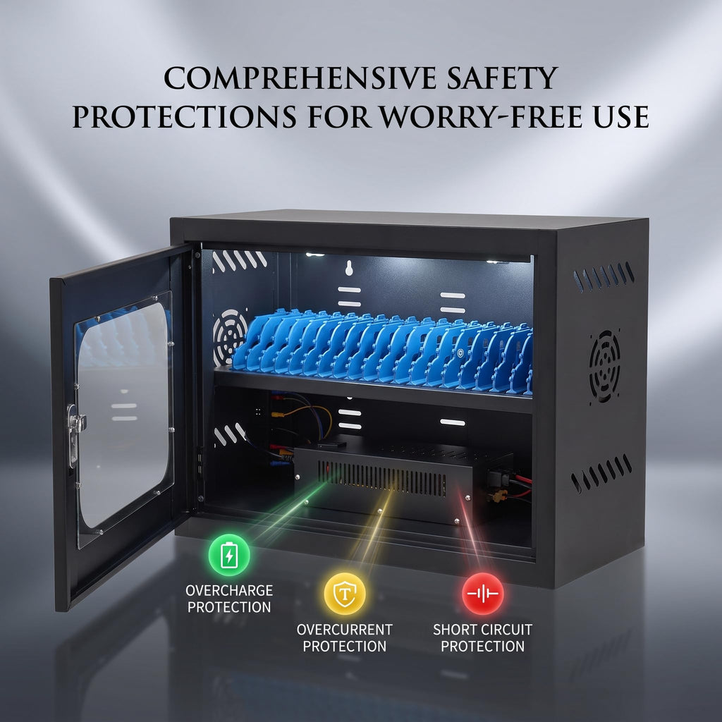 20-Unit Charging Cabinet for Phones, Black