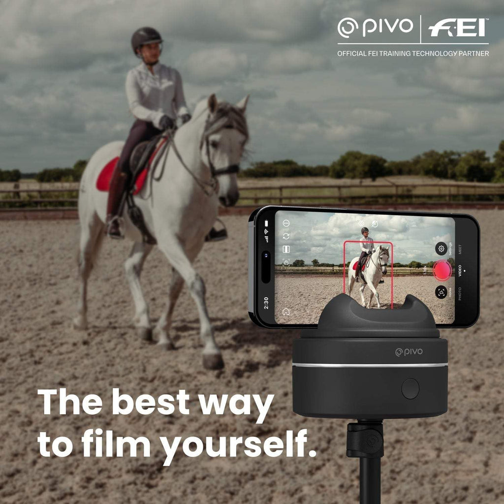 Pivo Equestrian Starter Pack Auto Tracking Phone Holder, Face, Body & Horse Tracker, 360° Rotation, 6 Speed, Stand for Video Recording (Black - Max Starter Pack)