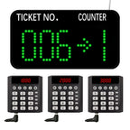 3-Digit Customer Number System Wireless Queue Calling System with 1 Keypad Caller 2 Now Serving Screens Real-Time Display Green Ticket Number for Office Clinic Bank Waiting Line Management