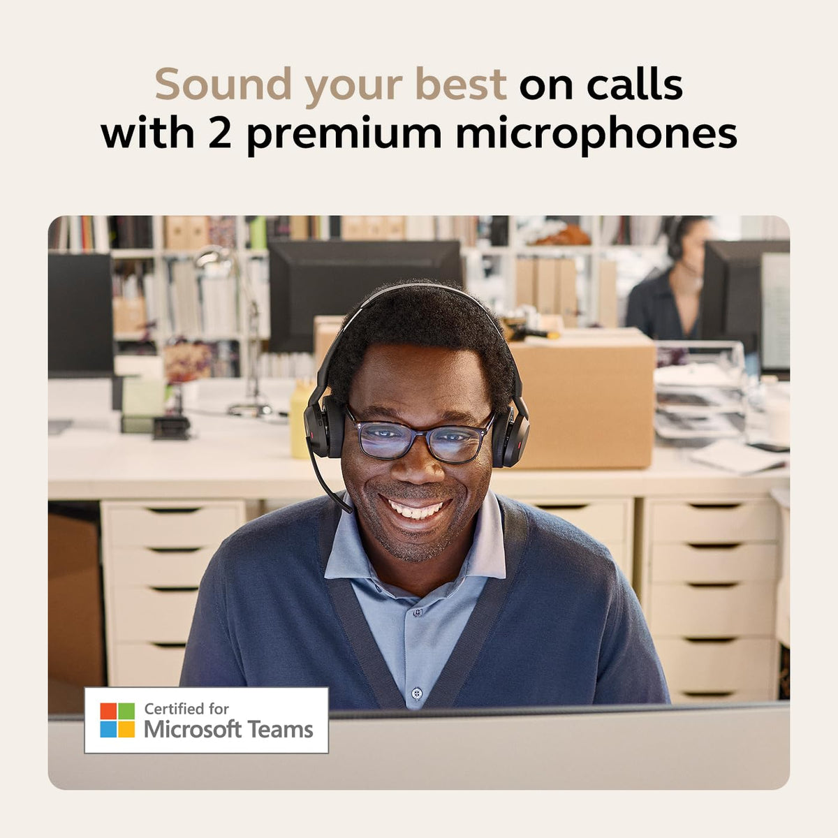 Jabra Evolve2 55 Stereo Wireless Headset - Features AirComfort Technology, Noise-Cancelling Mics & Active Noise Cancellation - MS Teams Certified, Works with Other Platforms - Black