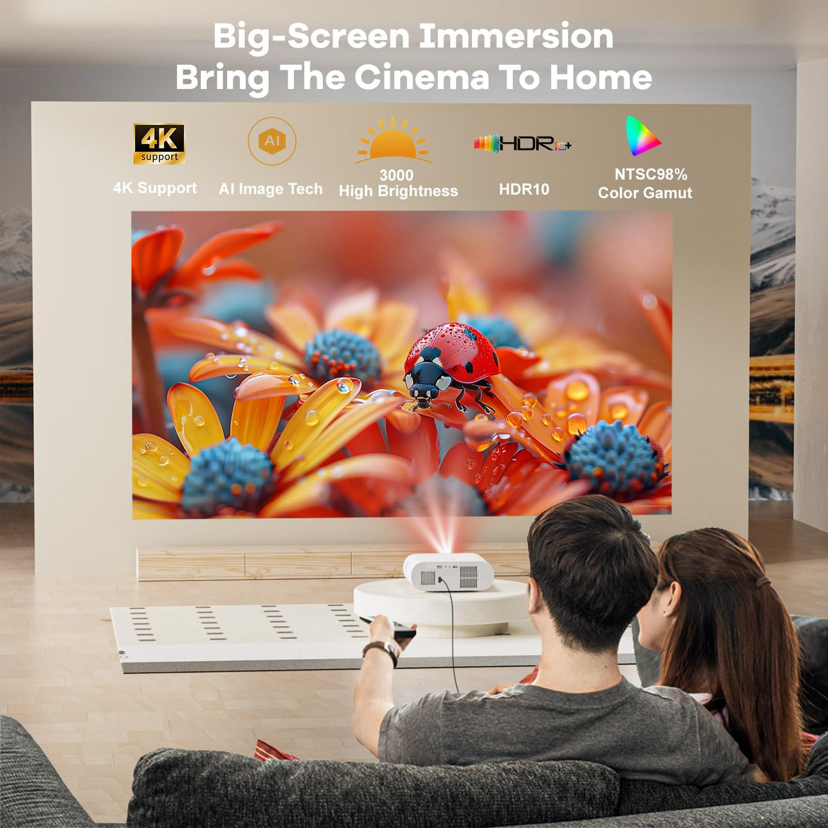 Outdoor-Projector Built-in Google TV, Sovboi Auto Lens Cap Smart Proyector