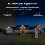 Expandable 10CH NVR Wireless Security System 10.1" Monitor, 4 Dual Lens PTZ 4MP Camera, Humanoid Motion Detection, Spotlight, Siren Alarm, 2-Way Audio, in/Outdoor, 1TB HDD, Color Night Vision