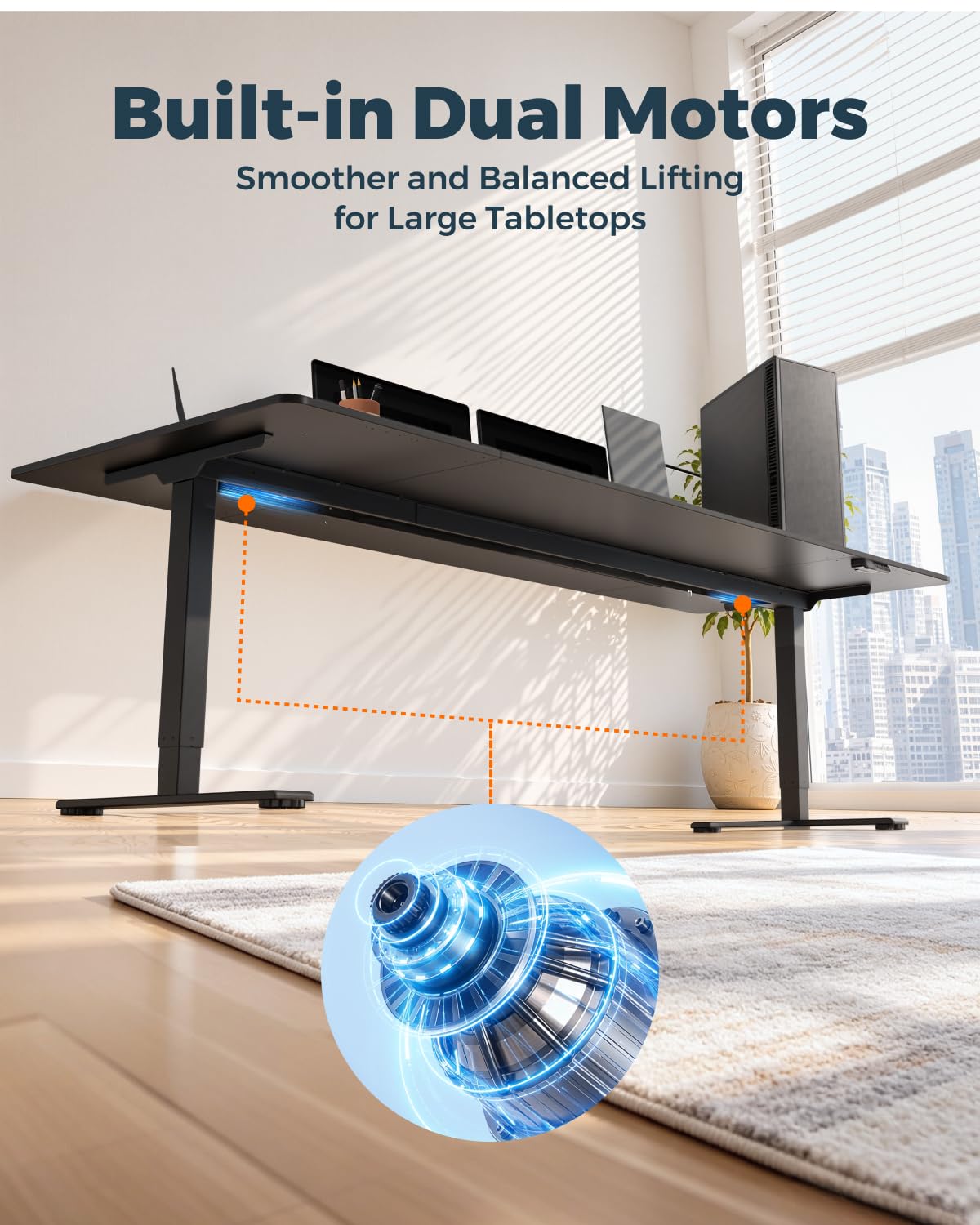 79''x31''Dual Motor Adjustable Large Standing Desk for Home Office