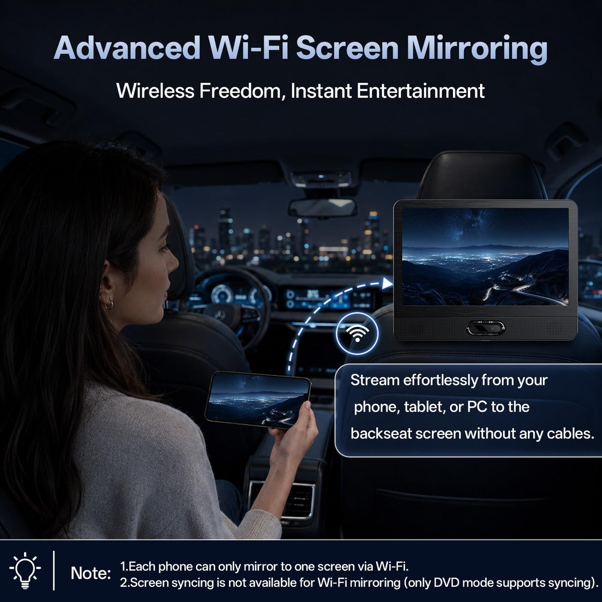12.5" FHD IPS Display Dual Portable DVD Player, Wireless Screen Mirroring