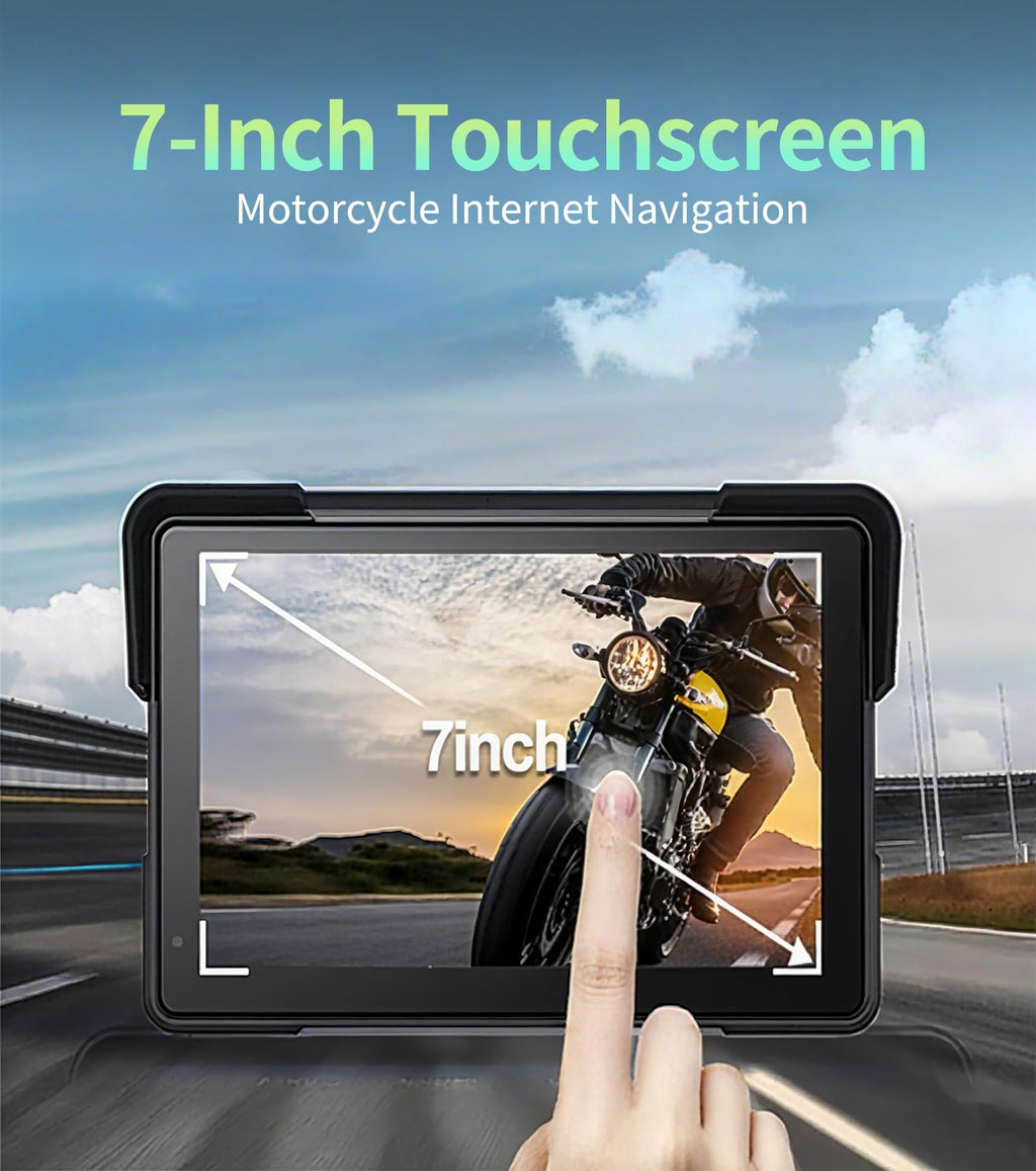C7 Motorcycle Carplay, GPS Navigation System for CarPlay & Android Auto, 7-inch HD Touchscreen for Motorcycle, IP67 Waterproof, Support Dual Bluetooth, Smartphone Mirroring(C7 with TPMS)