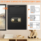 2.3 Cubic Depository Safe with Drop Slot, Electronic Anti-Theft Drop Safe for Business with Programmable Numeric Keypad Lock and Spare Keys, Cash Drop Safe Box for Office Home Retail Store