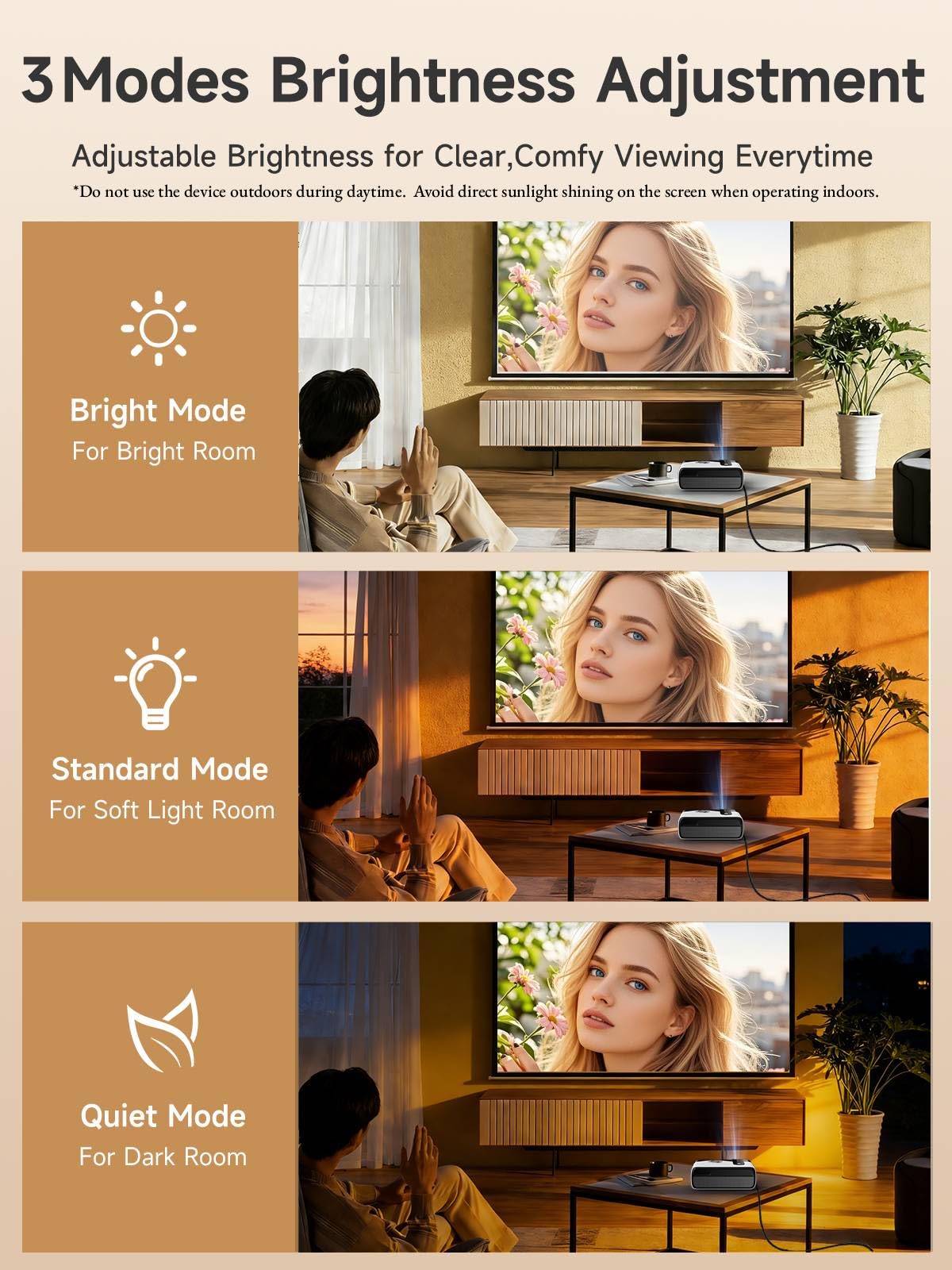 4K HDR Portable Projector with Smart Live TV & WiFi6, 30W Dolby Audio
