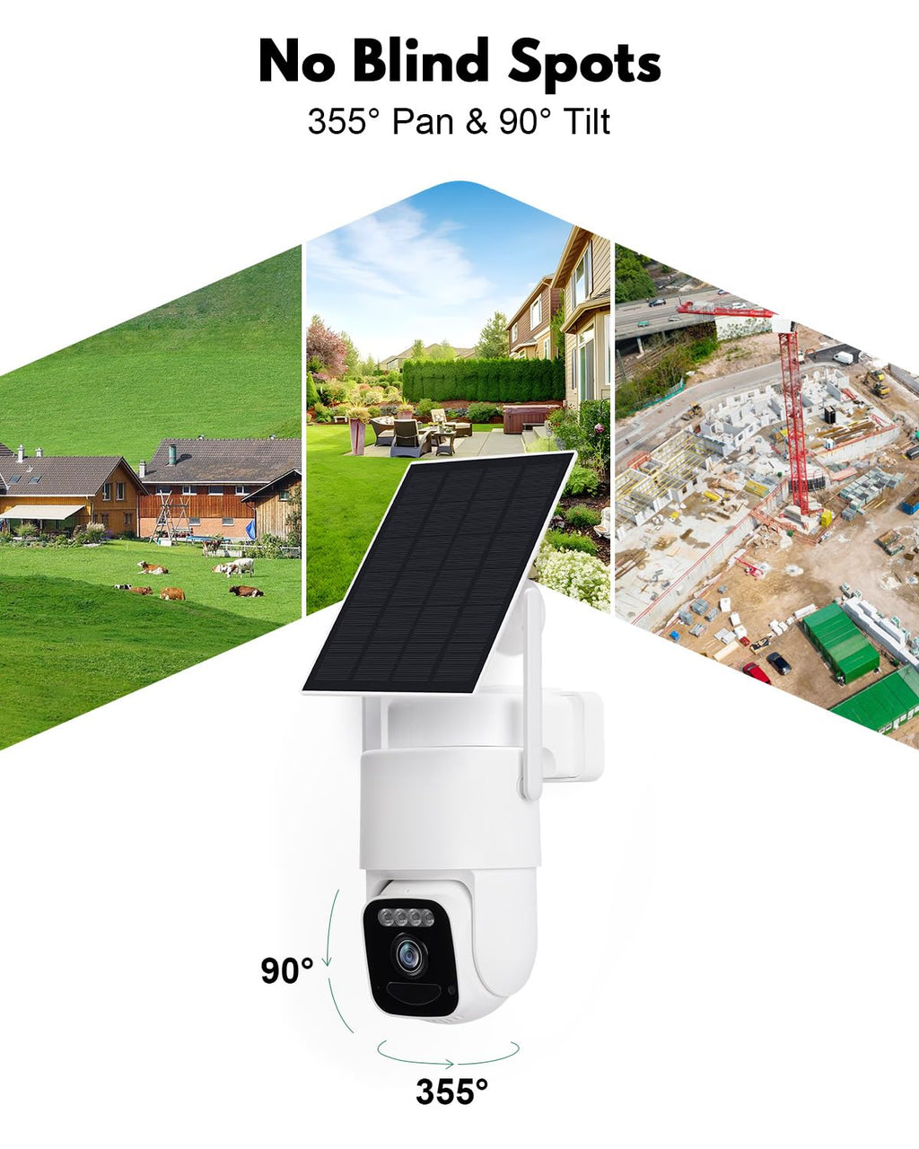 4G LTE Cellular Solar Security Cameras Wireless Outdoor, No WiFi Needed & 25W Solar Panel, 4 Cam Kit, 2K Color Night Vision, Human Tracking, 2-Way Talk, Ideal for Farm, Ranch, Jobsite, Vacation Home